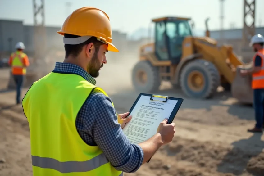 construction manager reviewing silica exposure safety guidelines