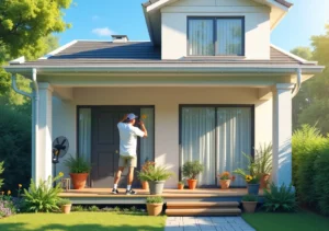 homeowner preparing house exterior for hot summer weather