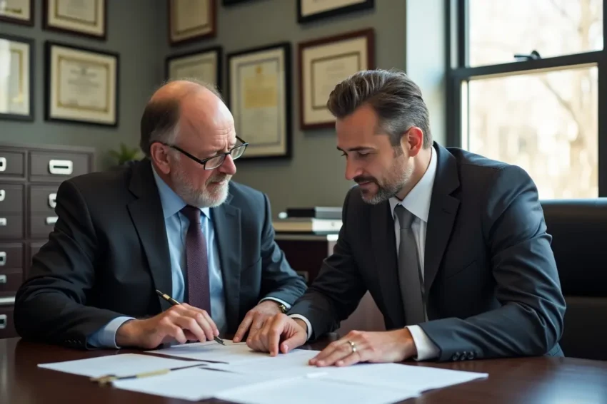bail bonds agent assisting defendant with release process and paperwork