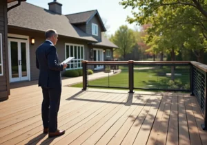 business owner upgrading deck area to increase property value