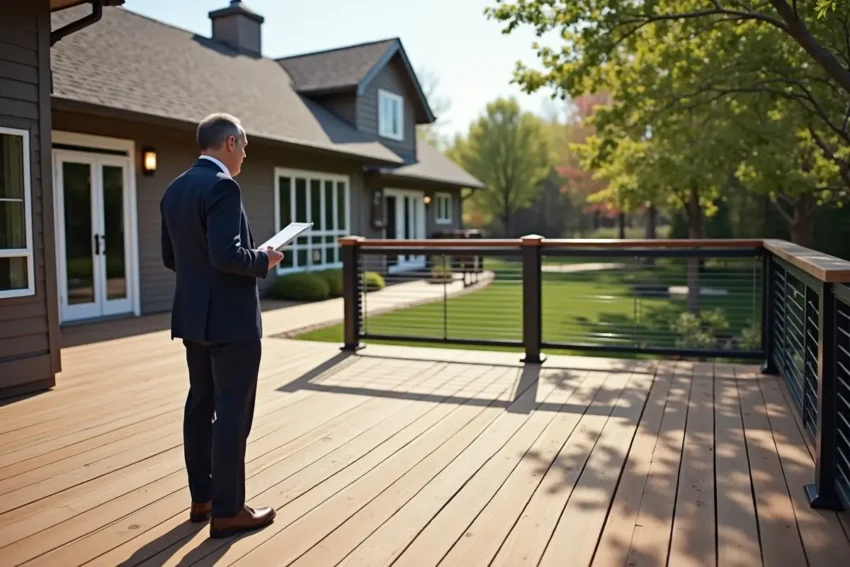 business owner upgrading deck area to increase property value