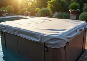 durable hot tub cover protecting outdoor spa