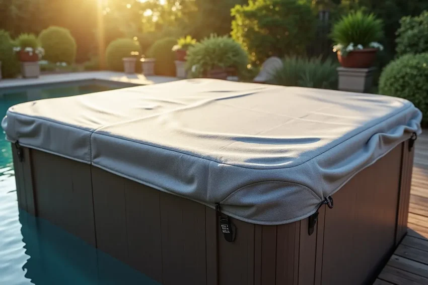 durable hot tub cover protecting outdoor spa
