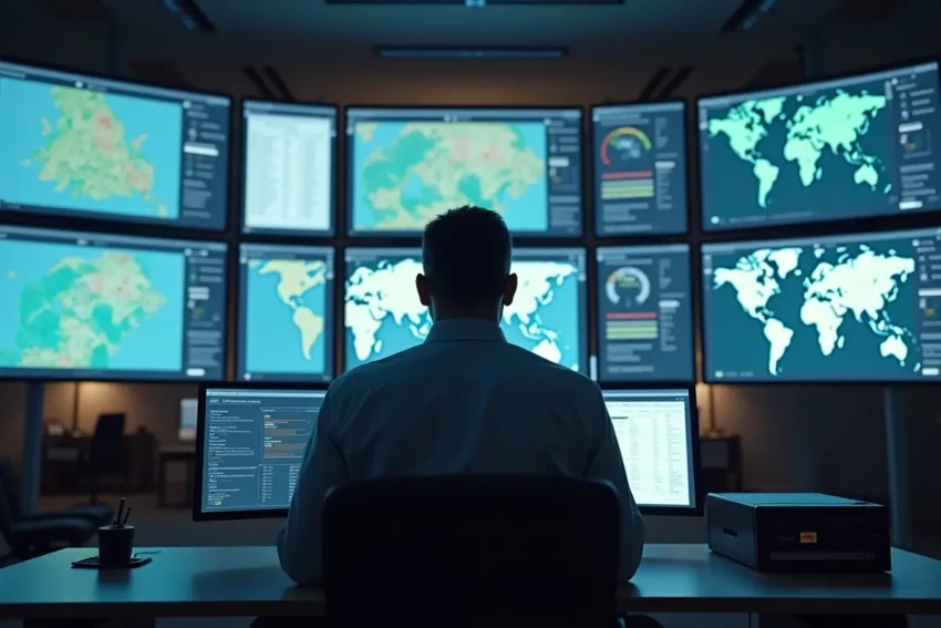 fleet manager monitoring vehicles using advanced tracking software