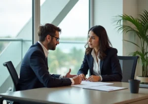 immigration lawyer consulting client in fort lauderdale office