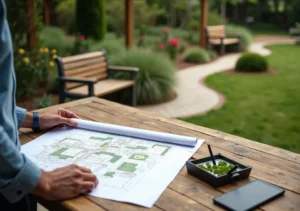 landscape designer planning outdoor layout for visitor traffic