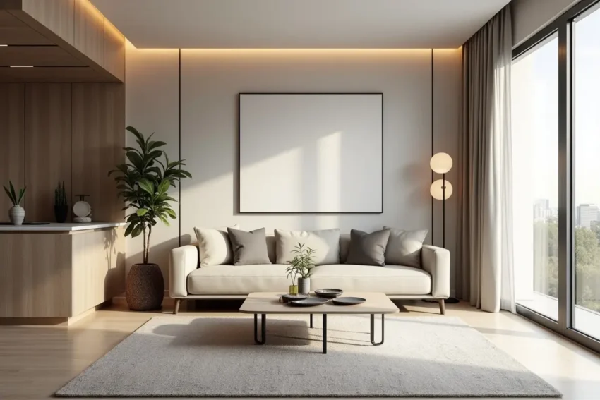 modern apartment interior with minimalist contemporary design