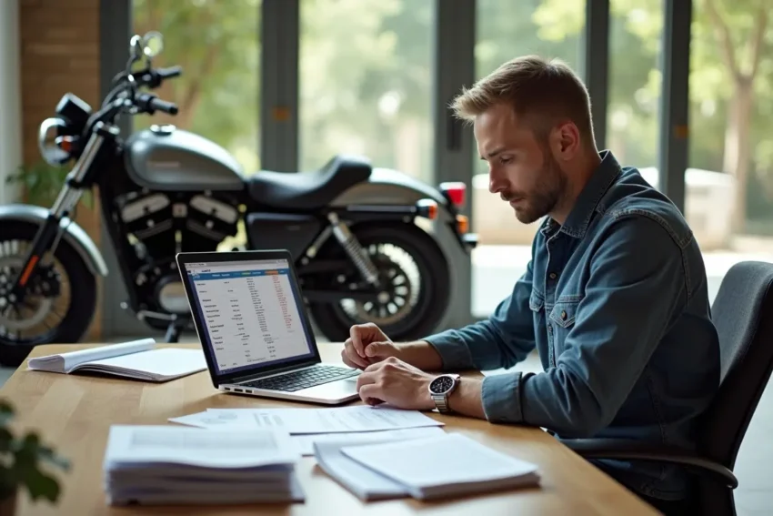 motorcycle owner comparing different bike insurance options