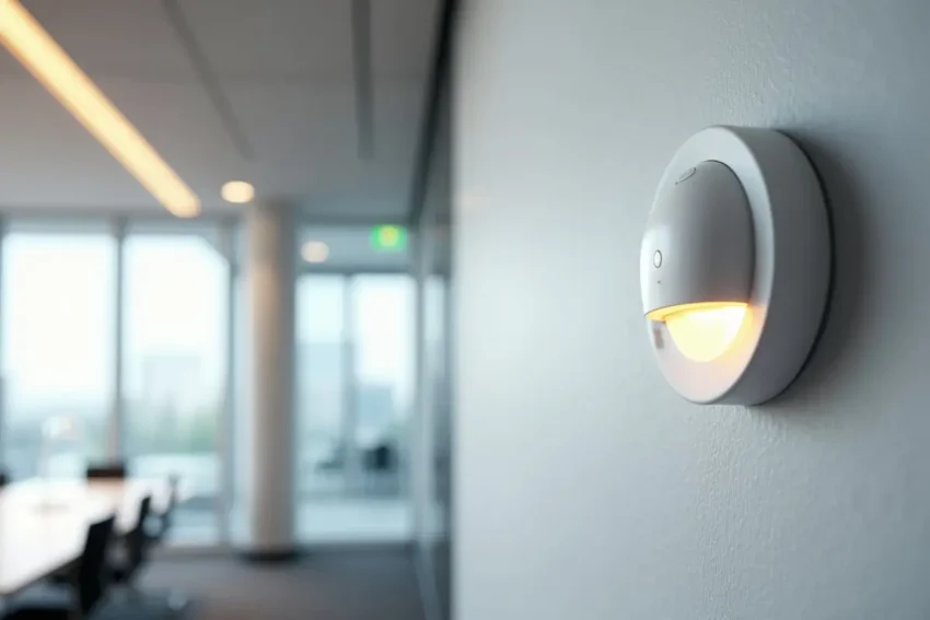 commercial occupancy sensor controlling energy efficient led lighting