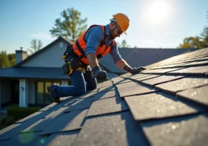 roofing contractor installing durable residential roofing system