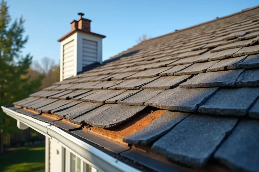 damaged roof showing warning signs requiring professional roofer inspection