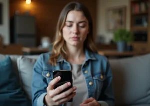 person ignoring suspicious scam call on smartphone screen