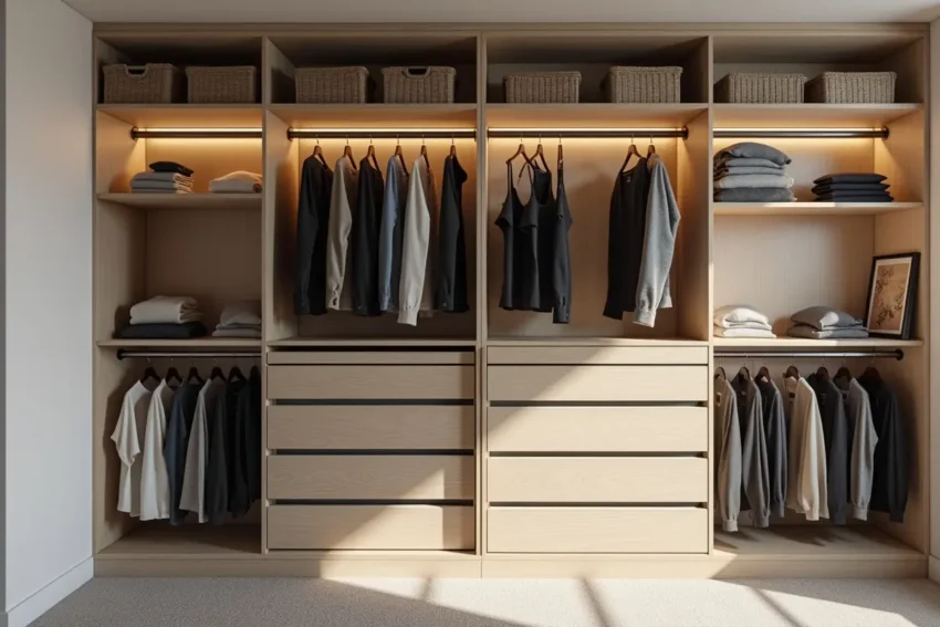 shared closet solution with organized storage for multiple users