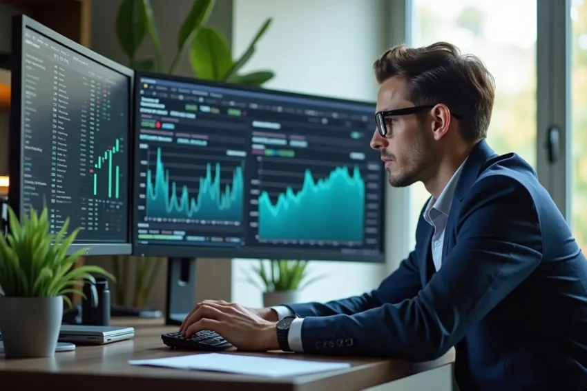 investor analyzing tokenized bond investment opportunities online