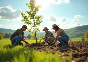 tree planting supporting environmental sustainability and climate balance