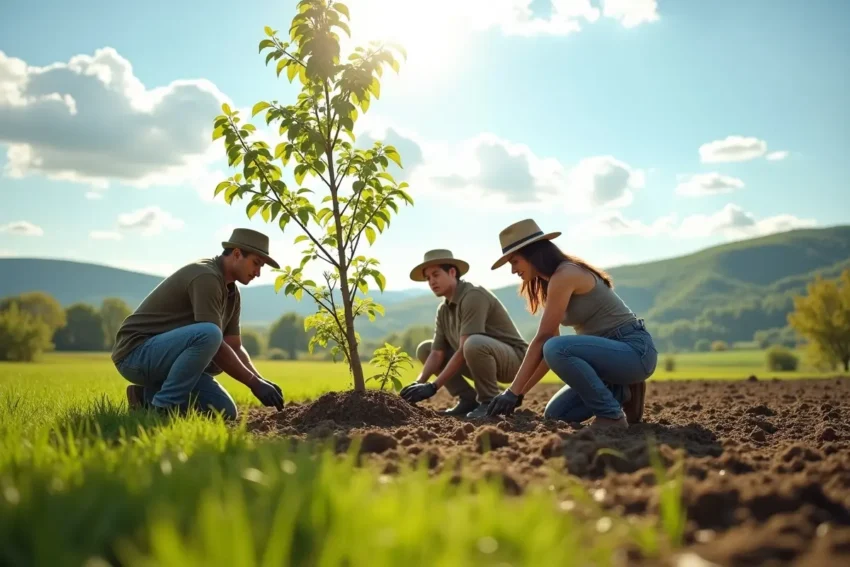 tree planting supporting environmental sustainability and climate balance