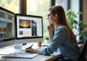 web designer balancing aesthetics and functionality on website