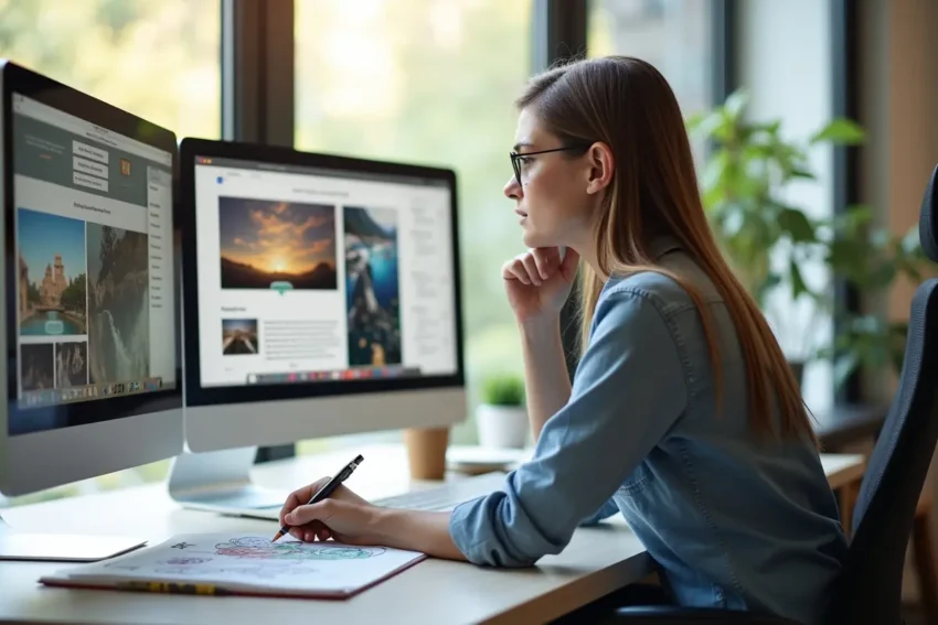 web designer balancing aesthetics and functionality on website