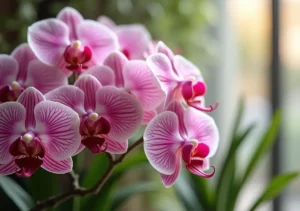 artificial orchids arranged to mimic natural flowers realistic appearance