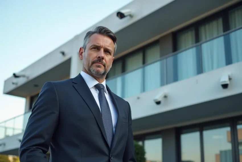 business owner improving commercial property security with surveillance systems