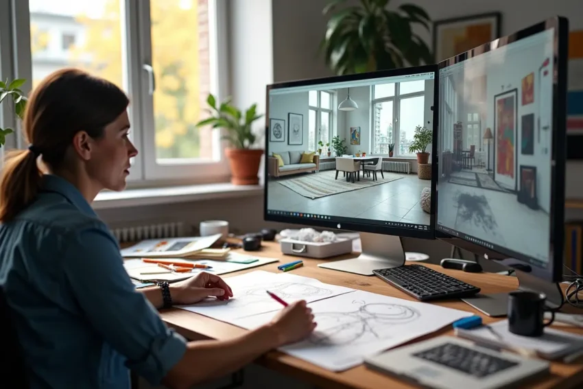 designer moving from concept to render using creative design workflow