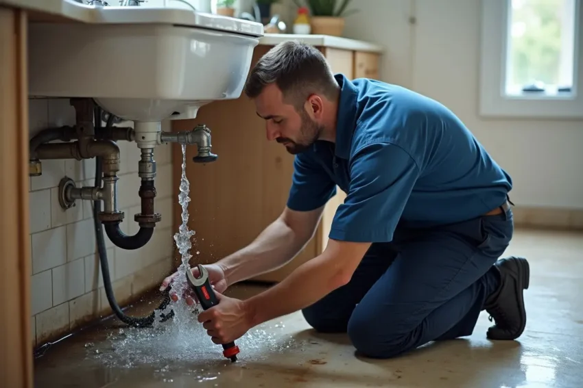 professional plumber fixing emergency leak to prevent major water damage