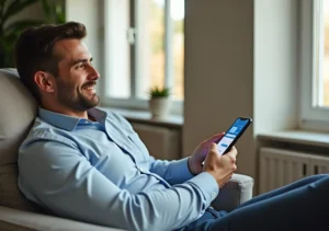 person using flexible banking app to manage personal finances efficiently