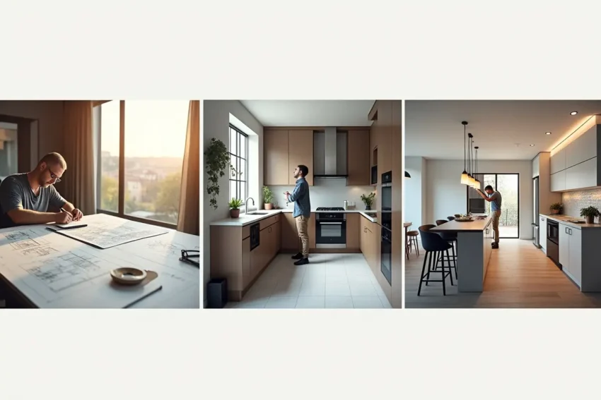 modern kitchen remodeling process from design to final installation