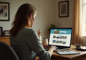 homeowner evaluating real estate agency website for trust and credibility