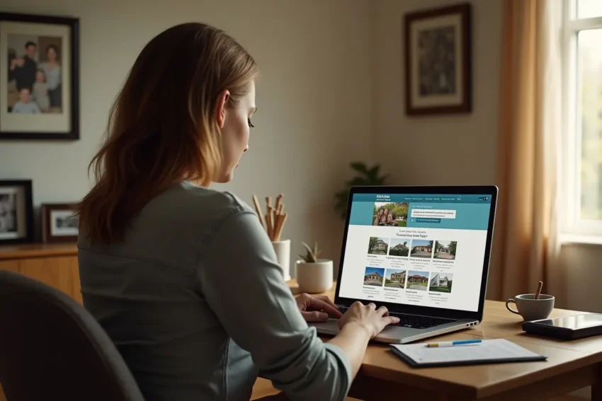 homeowner evaluating real estate agency website for trust and credibility