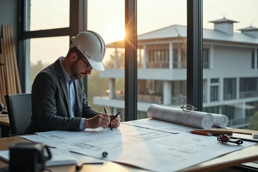 architect designing resilient roofing system for long term building protection