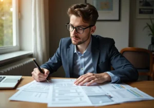 individual reviewing tax return documents to understand financial obligations