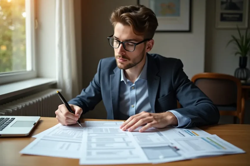 individual reviewing tax return documents to understand financial obligations