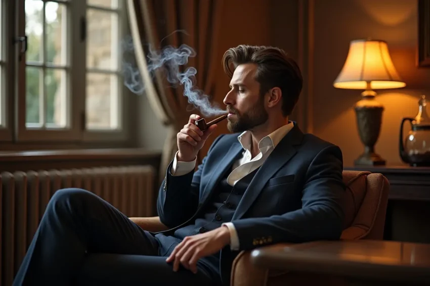 person appreciating elements that create refined smoking experience