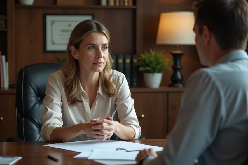 woman receiving legal support during challenging divorce transition period