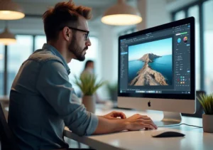 designer using online inpainting tool to edit digital image easily