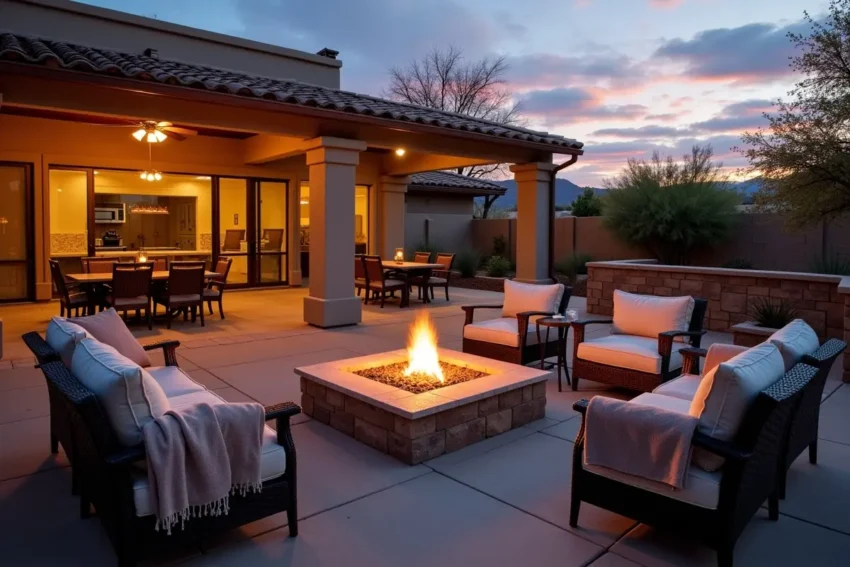 arizona homeowner preparing comfortable patio for cooler months starting october
