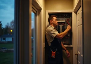 professional electrician inspecting a home electrical system for safety